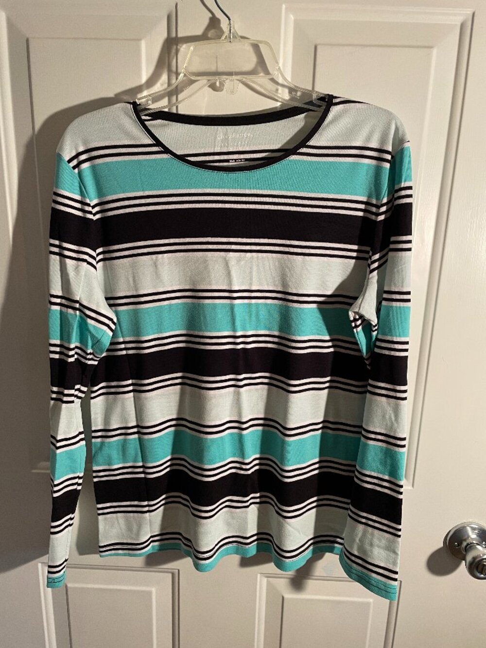 Ladies long sleeve Croft and Barrow classic tee striped shirt extra large xl